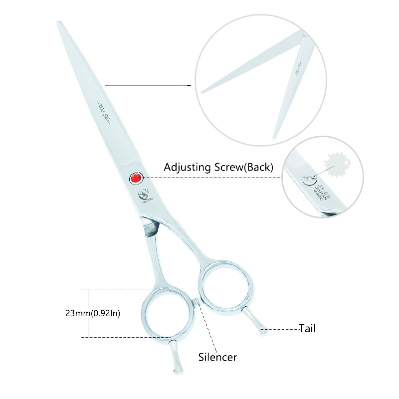 8.0 Inch Pets Grooming Scissors Japan 440C Straight Dogs Cutting Shears Curved Scissors Pets Hair Trimmer Animals Tijeras B0061A
