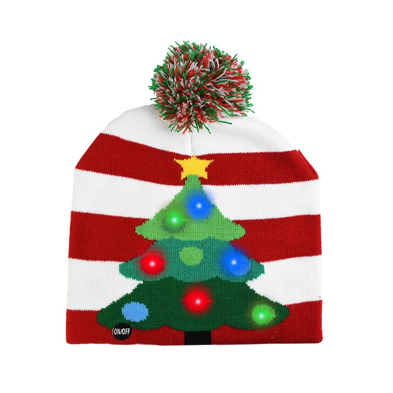 Kerstmuts met led-verlichting, gebreide muts, kerstversiering, kerstmuts met licht, kerst voor kinderen, kerst: G