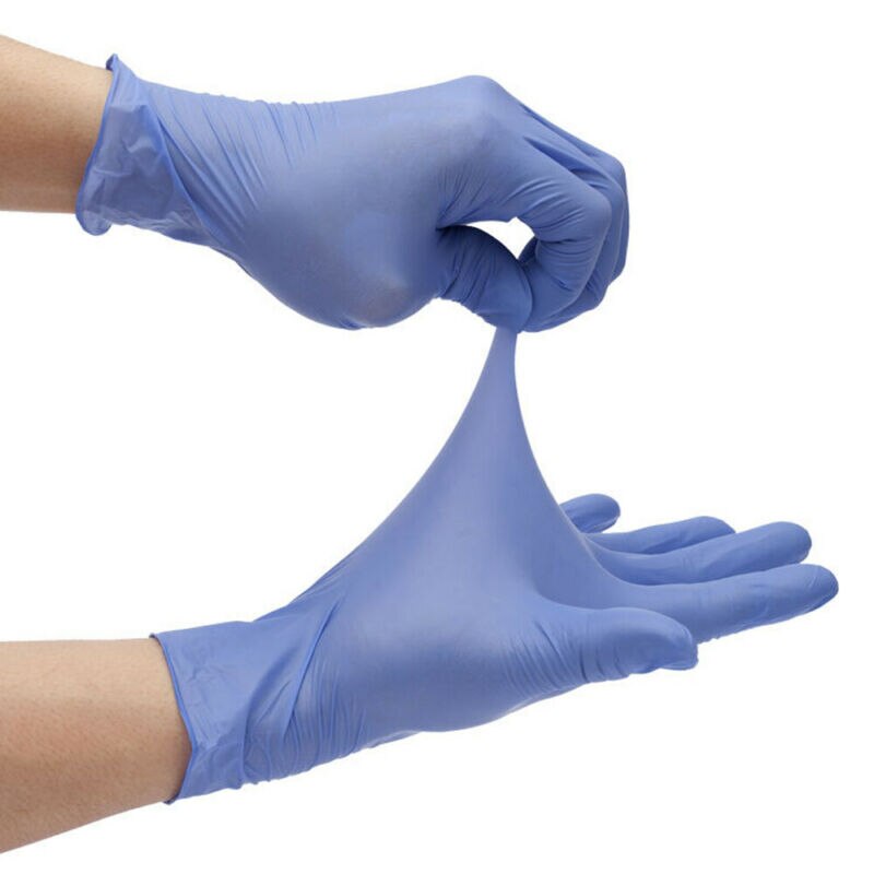 2020 nuovo Solido 100pz Blu Guanto di Nitrile Usa E Getta Polvere reticolo libero S M L