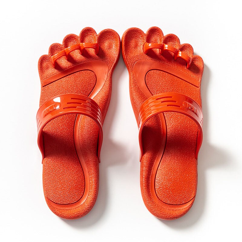 Kobiety sandały moda pięć palców mężczyźni pantofel lato antypoślizgowe domu łazienka odkryty klapki plażbyć winnym para trzepnięcie brzdęknięcie wygodne: Czerwony / 38 39(Fit 37-38)