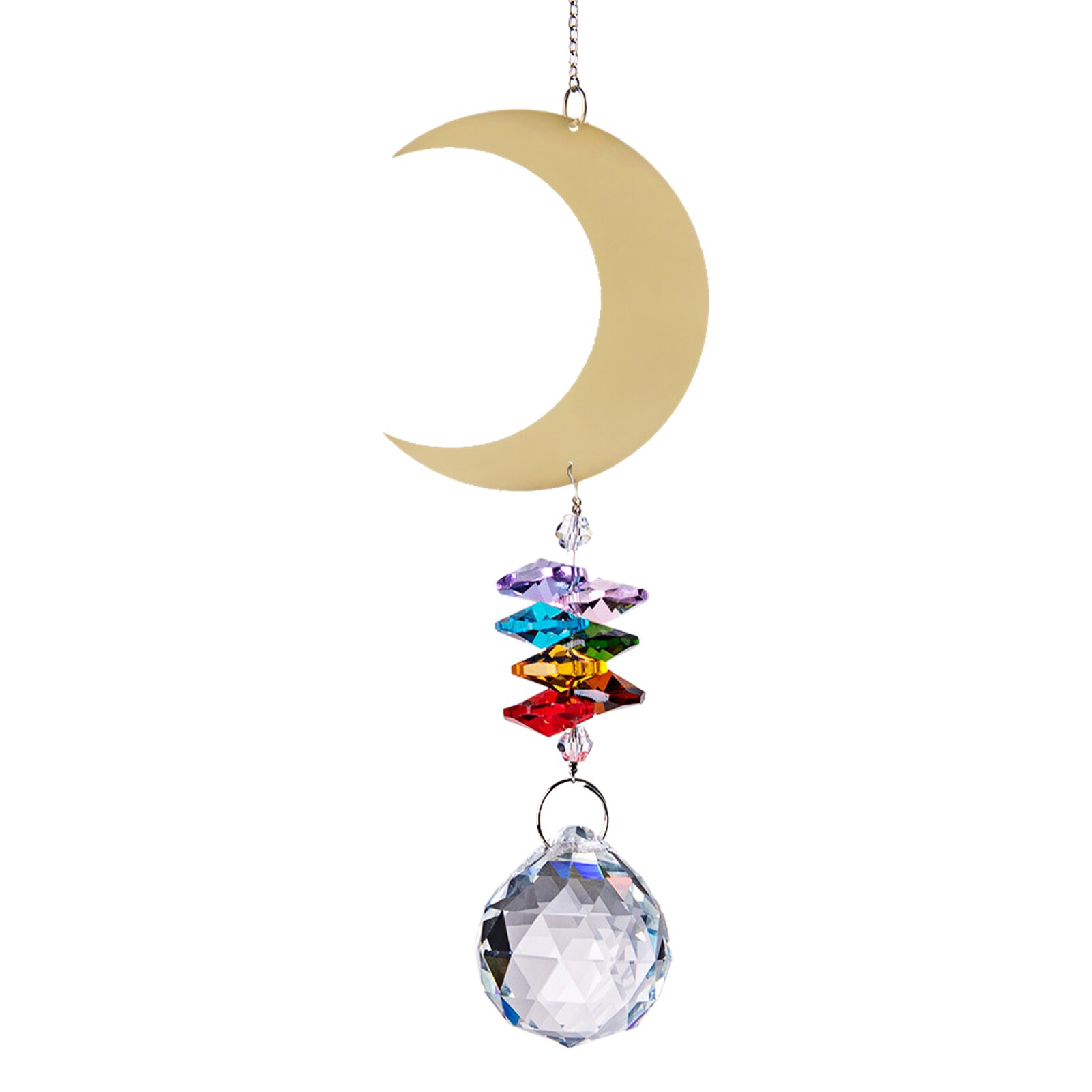 Rainbow Maker Window Prisms Hanging Ornament Wedding Drops With Chain Tree Artificial Crystal Home Decor Garden Suncatcher: 1(moon)