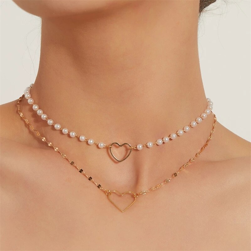 Kpop Vintage Harajuku Goth catene a cuore in metallo girocollo collane Grunge per donna Egirl Cosplay accessori estetici gioielli
