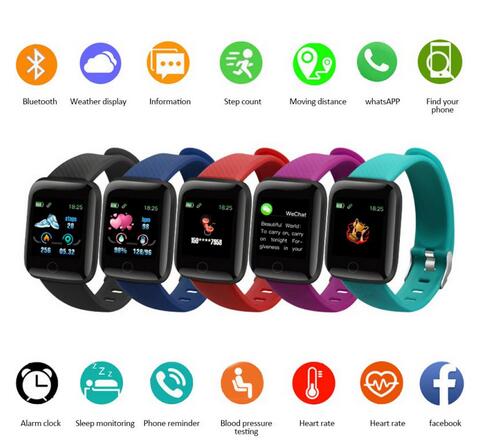 116 Smart Armband Plus Kleur Screen Sport Stappenteller Horloge Smartband Fitness Traker Bluetooth Waterdichte Smart Band Horloges
