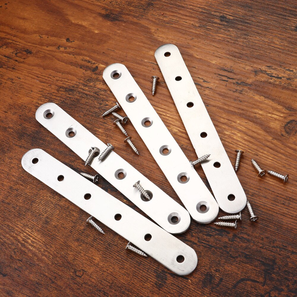 6 Holes Stainless Steel Hardware Thick Durable Multi-standard Furniture Connection Flat Straight Fixing Plates Corner Code