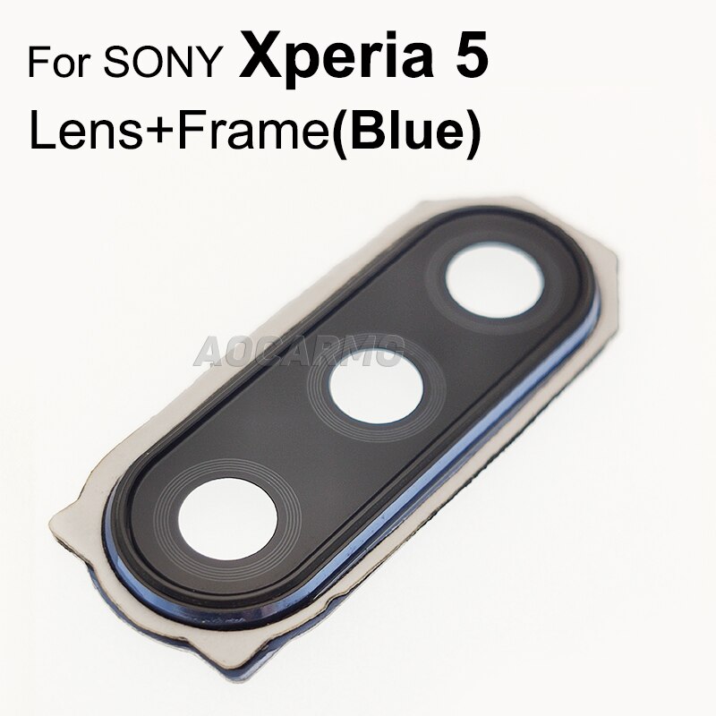 Aocarmo Achter Back Camera Lens Len Glas Met Metalen Frame Ring Lijm Voor Sony Xperia 5 X5 J8210 J9210 5II ii SO-52A SOG02: X5 Len Frame Blue