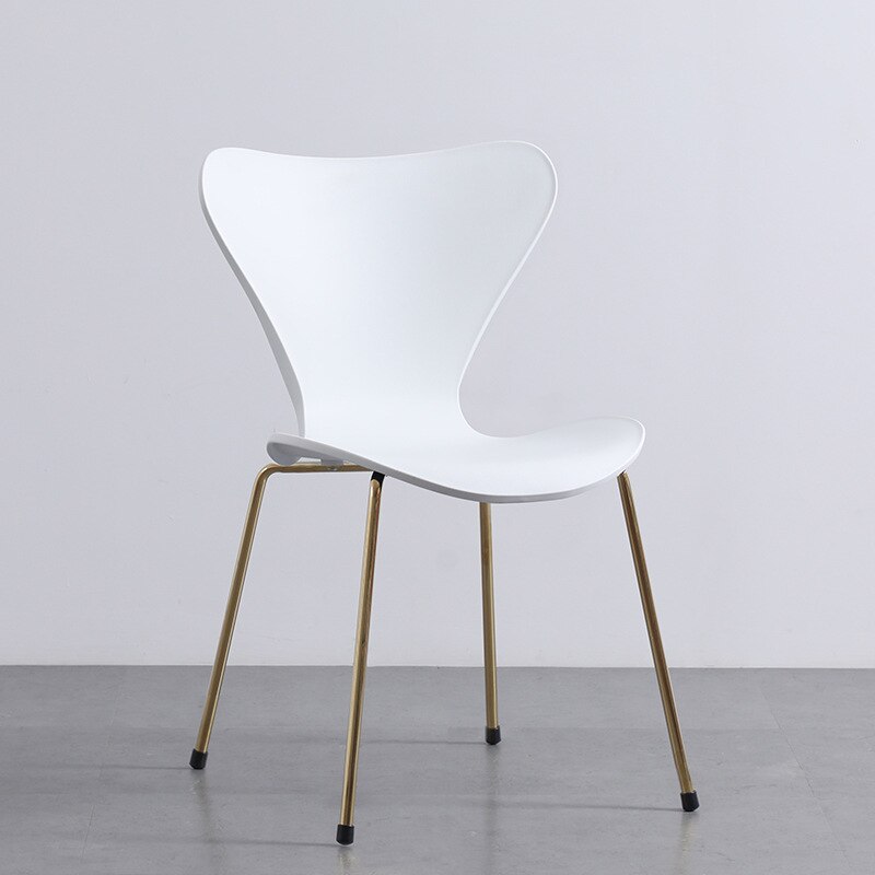 Chair Luxury Home Backrest Dining Chair Desk Simple Modern Backrest Stool Leisure Plastic Living Room Furniture Bedroom: White gilded legs