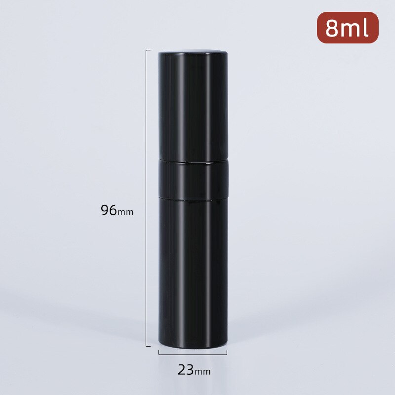 Botella de Perfume de aluminio anodizado de 8ml, dispensador portátil de maquillaje para viaje, Sub-embotellado, botella vacía, contenedores de cosméticos: black-shinny