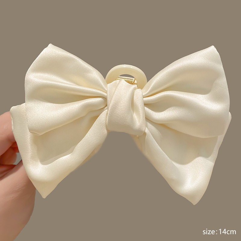 Lazos coreanos grandes de doble cara de gasa satinada sólida, pinzas para el pelo de plástico, pinzas para cangrejo, accesorios negros para mujeres y niñas, verano