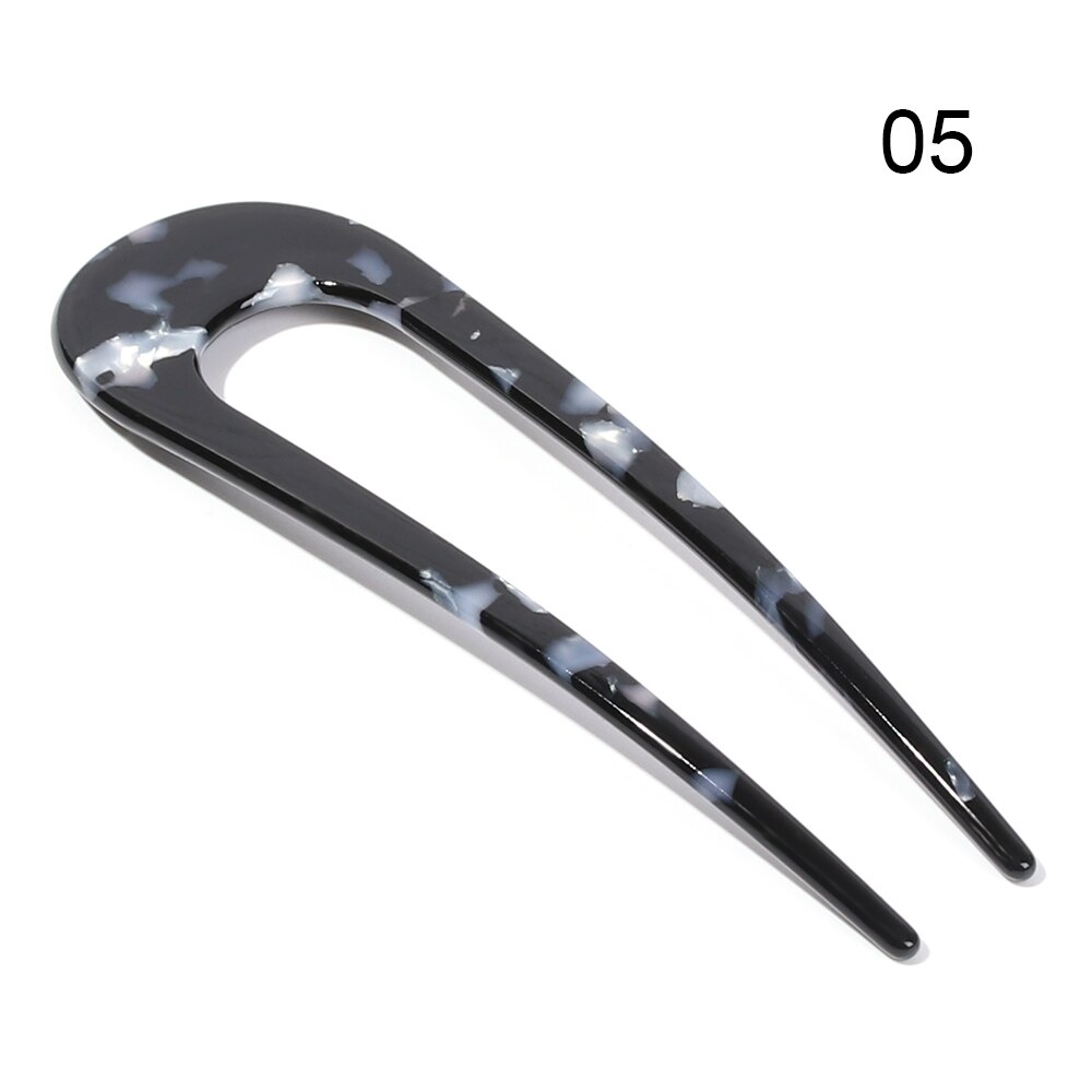 Retro U Shape Hair Clips Tortoise Shell U Sticks Pins Women Girls Hair Pin Stick Hair Fork Hairstyle Accessories: A5