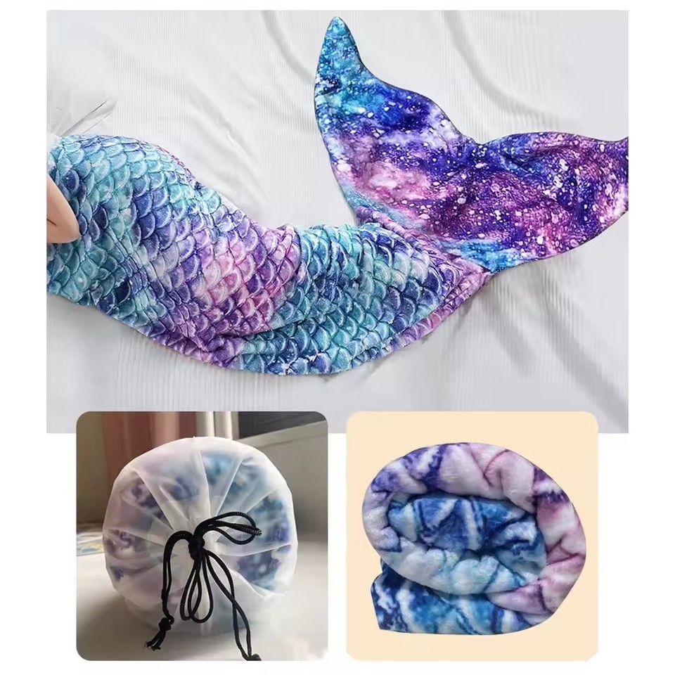 Sac de couchage sirène pour filles, couverture réglable en flanelle douce pour enfants avec queue de poisson pour la photographie de costumes et le Camping en intérieur