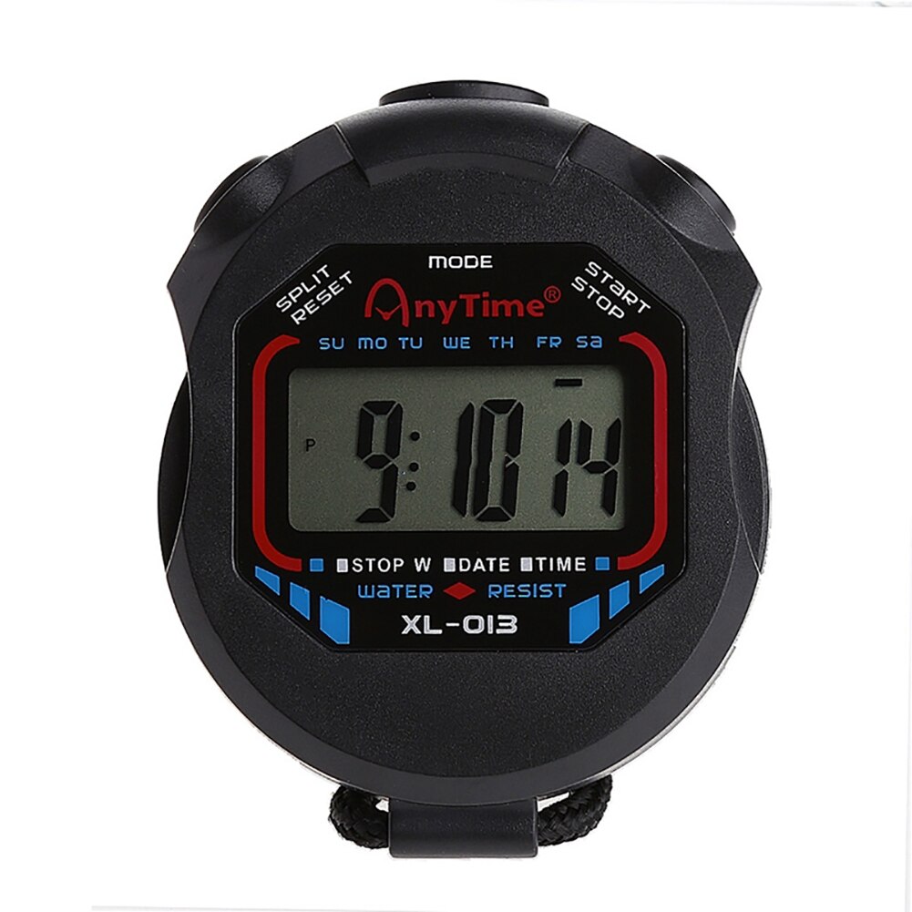 Digital Handheld LCD Chronograph Sports Stopwatch Timer Stop Watch with String