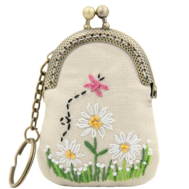 DIY Flower Necklace Mini Embroidery Bag Kit Embroidery Key chain Cross Stitch Sets Needlework Swing Craft Friend Unfinished: 7