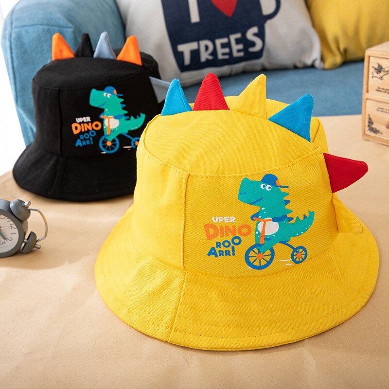 Cartoon Dinosaur Baby Bucket Hat Spring Baby Boys Girls Sun Hat Infant Toddler Kids Fisherman Hat Bonnet Children Cap