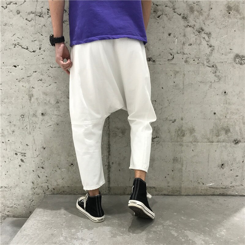 Cavallo basso Dei jeans Pantaloni Degli Uomini gonfio Cavallo Basso denim Pantaloni stile harem Maschio anca salto strada danza Allentati Pantaloni Della Tuta di proprietà X9141