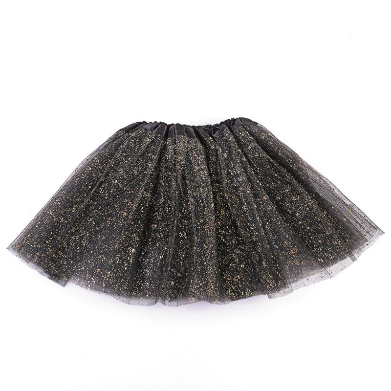 Infant Baby Girls Ballet Dance Tutu Skirt 3 Layers Tulle Glitter Golden Sequins Fluffy Princess Mesh Pettiskirt 0-8 YearQX2D