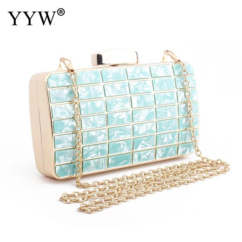 !acryl gemakkelijk bijpassende clutch taskoreaans met ketting met polyester effen meer kleuren voor keuze verkocht per stuk: Blauw
