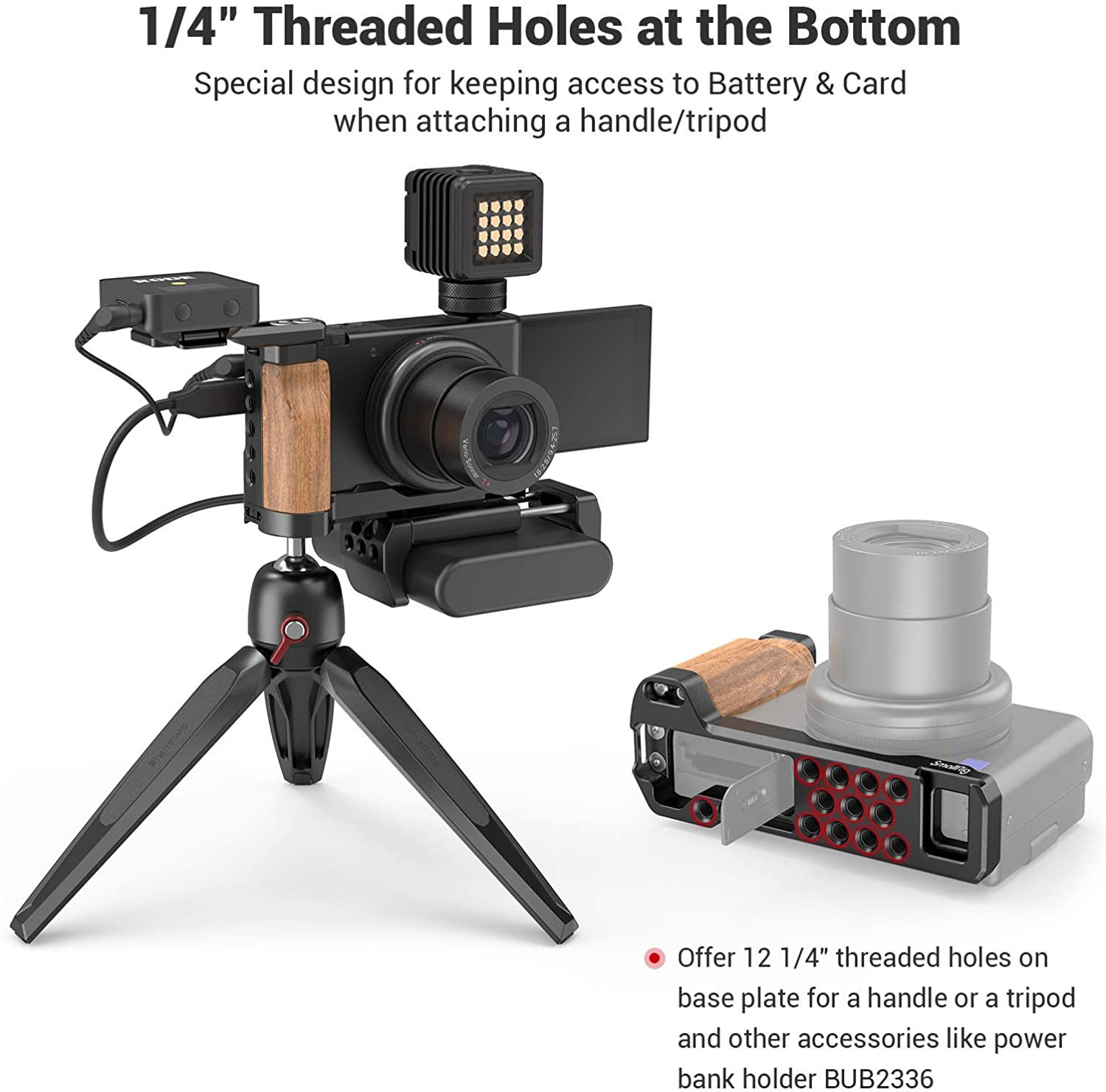 Smallrig ZV1 l字型の木製グリップとコールド靴ソニーZV1 カメラlブラケットプレートとハンドグリップvloggingカメラプレート-2936