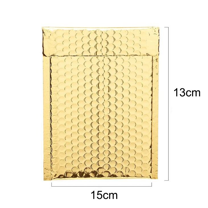 Sacos de empacotamento da selagem do envio resistente acolchoado do selo do auto dos sacos do mailer poli da bolha de 10 pces para o negócio: Gold 15X13cm