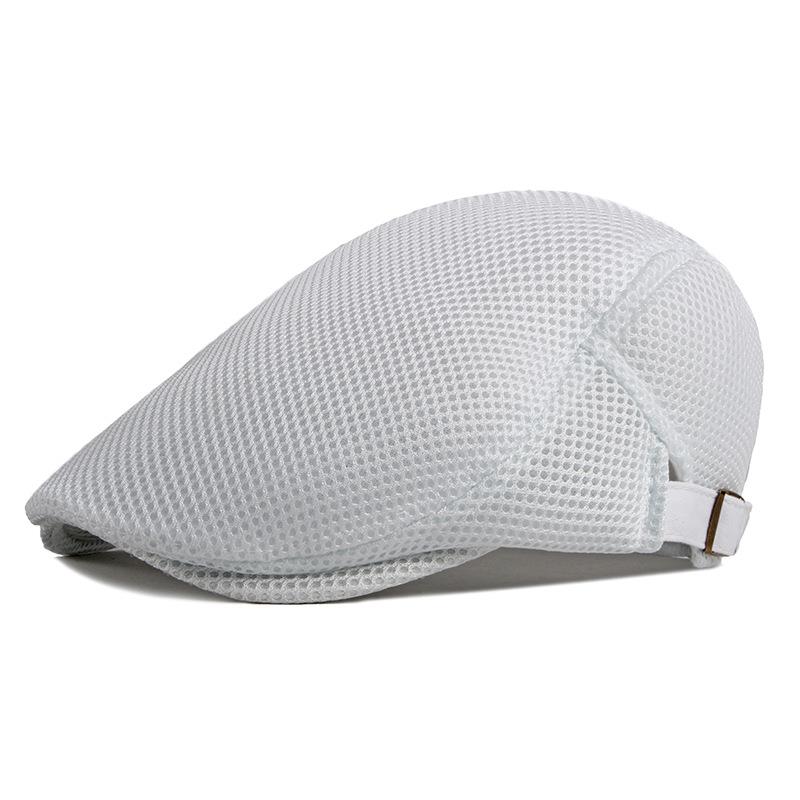 Casquette Boina en maille pour hommes, Style décontracté, couleur unie, 56-61cm, béret à bord incurvé, printemps et été, BT0071: WHITE