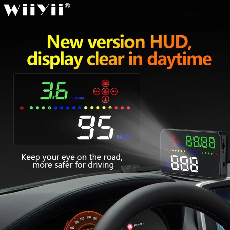 WIIYII A3 HUD OBD2 head up display car GPS System 3.5 inches Display Dash Screen auto accessorie GPS System Display