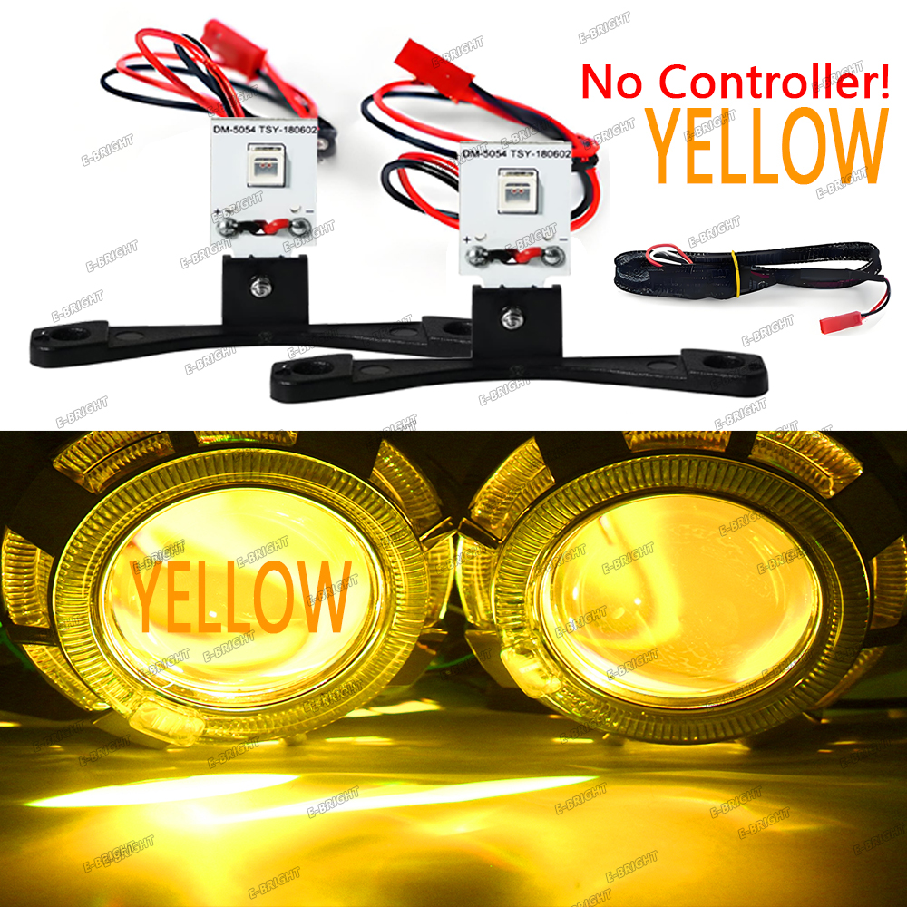Ojos de Ángel demonio 2P, ojos malvados, Control por aplicación RGB para lente de proyecto de xenón de 2,5 pulgadas y 2,8 pulgadas, faro de Motor para coche, luz decorativa de luz diurna: YELLOW