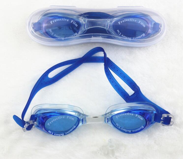 Lunettes de natation imperméables UV sécurité professionnelle enfants adultes lunettes Anti-buée avec bouchons d'oreille enfants bébé lunettes de natation: Blue