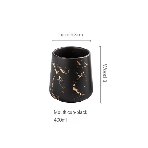 Brossez vos dents ensemble de tasses de bain de bouche usage domestique céramique brosse à dents tasse fournitures de salle de bain ajouter couvercle marbrure artisanat exquis: Black