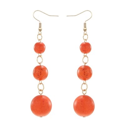 YULUCH Long Pendant Earrings Women's National Jewelry Accessories 3 grain Semi-precious Balls Party: orange