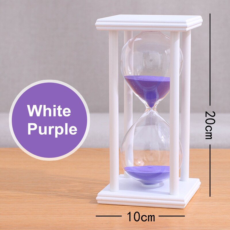 Timeglas 60 minutter sand ur ur en times timer træ timing ur boligindretning moderne dekoracion hogar moderno sl -4z: Hvid lilla