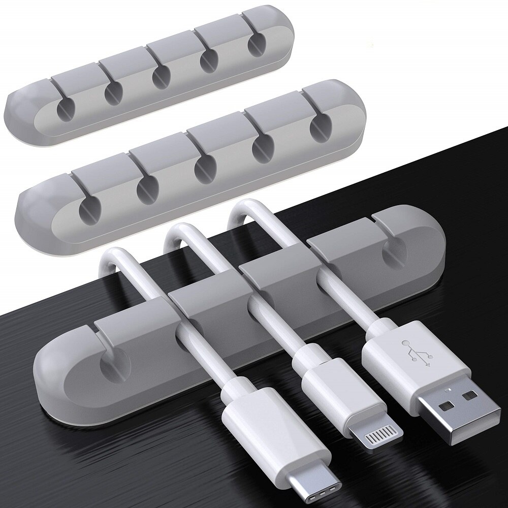 Mulit Protect Usb Cable Protector 5Hole Organizer for Cable Management Table Organizer Desktop Organizers for Office Tapa Cables: Gray 3 Pack