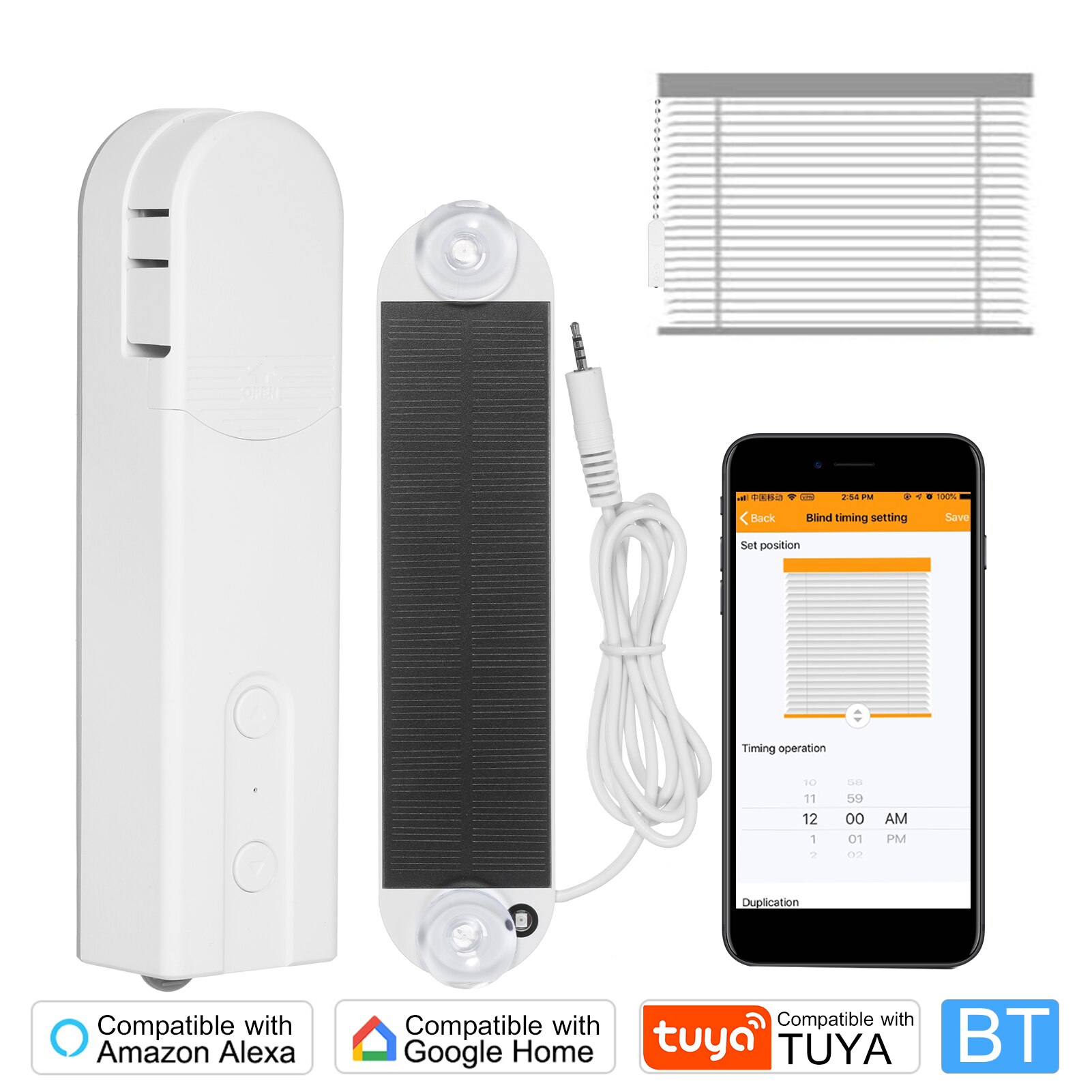 Solar Powered BT Control Smart Blinds Drive Motor Tuya WiFi Motorized Chain Roller Voice Control Work With Alexa Google Home