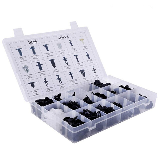 415 Pcs Car Retainer Clips &amp; Plastic Fasteners Kit - 18 Most Popular Sizes Auto Push Pin Rivets Set -Door Trim Panel Clips: B