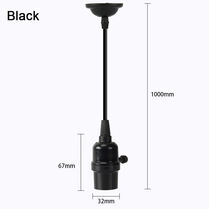 E27 Lamp Socket Vintage Edison Licht Houder Classic Retro Edison Lamp Houder Industriële Hanger Knop Lampvoet Schakelaar/Rits: Switch Black