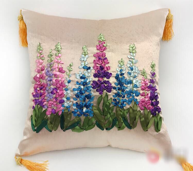 1 stk 40 x 40cm lavendel bånd broderi sæt pude pudebetræk bil sofa sæt håndlavet diy håndlavet håndarbejde kunst boligindretning