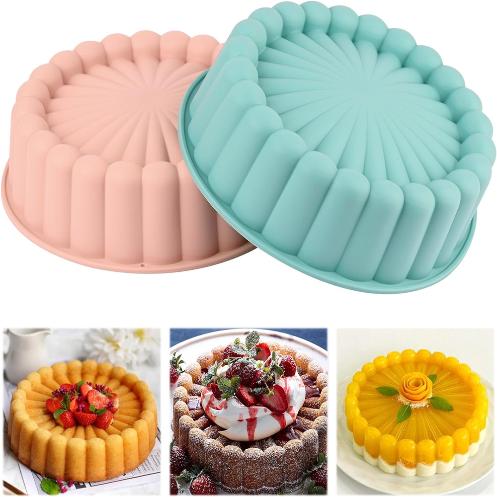 Charlotte Cake Pan 8 Inch Round Cake Pan Nonstick Silicone Cake Molds for Cheese Cake Chocolate Cake Rainbow Cakes