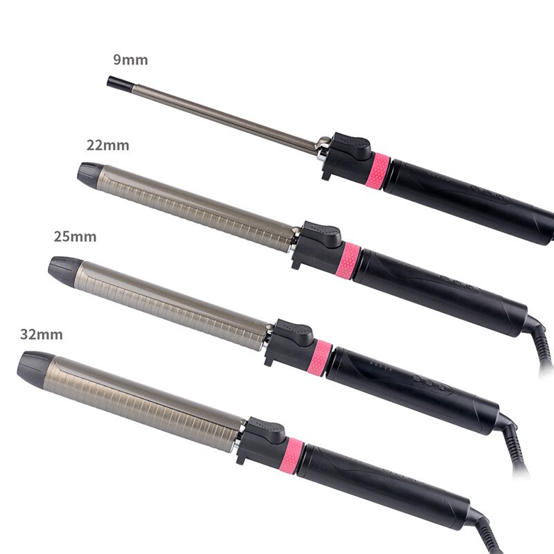 Professionelle Keramik Haar Curler Dreh Eisstockschießen Eisen Zauberstab Eisstockschießen Bügeleisen LCD Zauberstab Lockenwickler 110-240V Temperatur Einstellung Clip