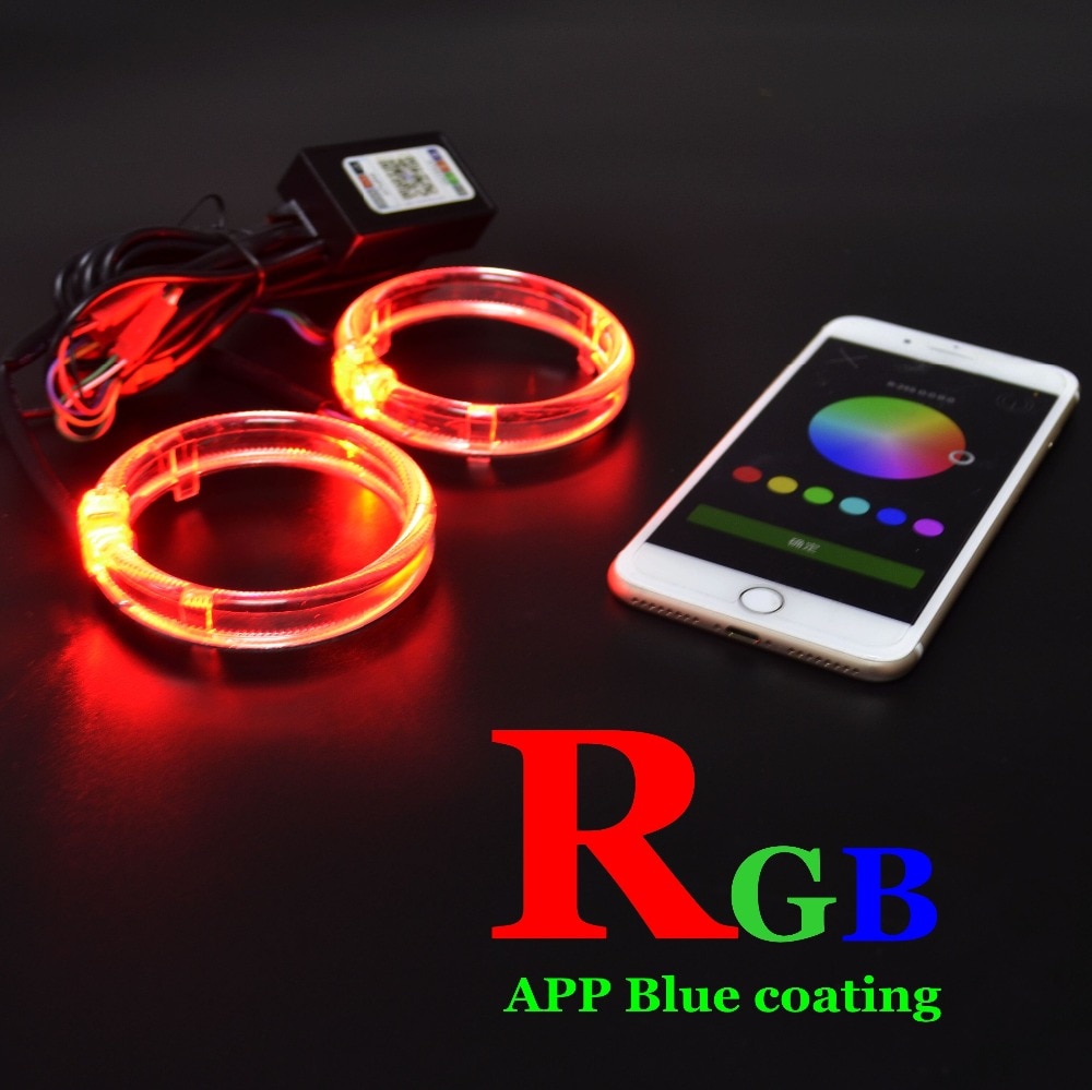 3.0 2.5 inch Hid Bixenon Projector Lens Led Angel Eyes Shrouds Kit Bluetooth APP Control RGB LED Angel Eyes Color-changing Mask
