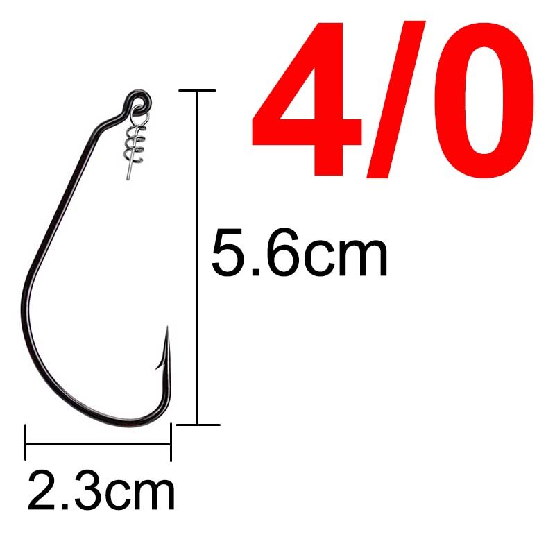 20 pcs Fishing Worm Hook with Spring Twist Lock Screw For Soft Worm Lure Bass Barbed Carp Crank Fishing Hook: 4l0