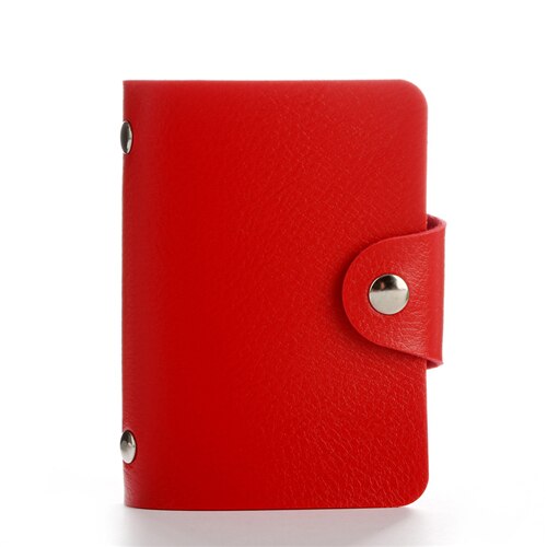 12card Slots Women Men Credit Card Holder Bags Pu Leather ID Bank Business Passport Card Organizer Case Wallet Purse: Red