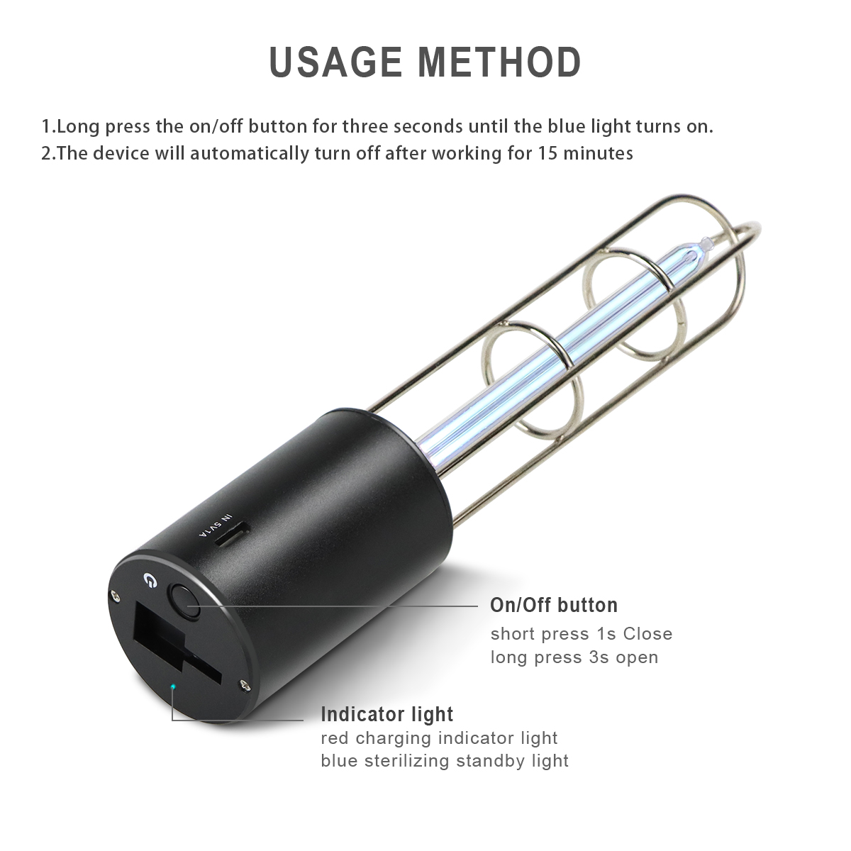 USB Recharge UVC Sterilization Stick Disinfection Rod Personal Care Traveling Sterilizer UV Sanitizer Light LED Ultraviolet Lamp