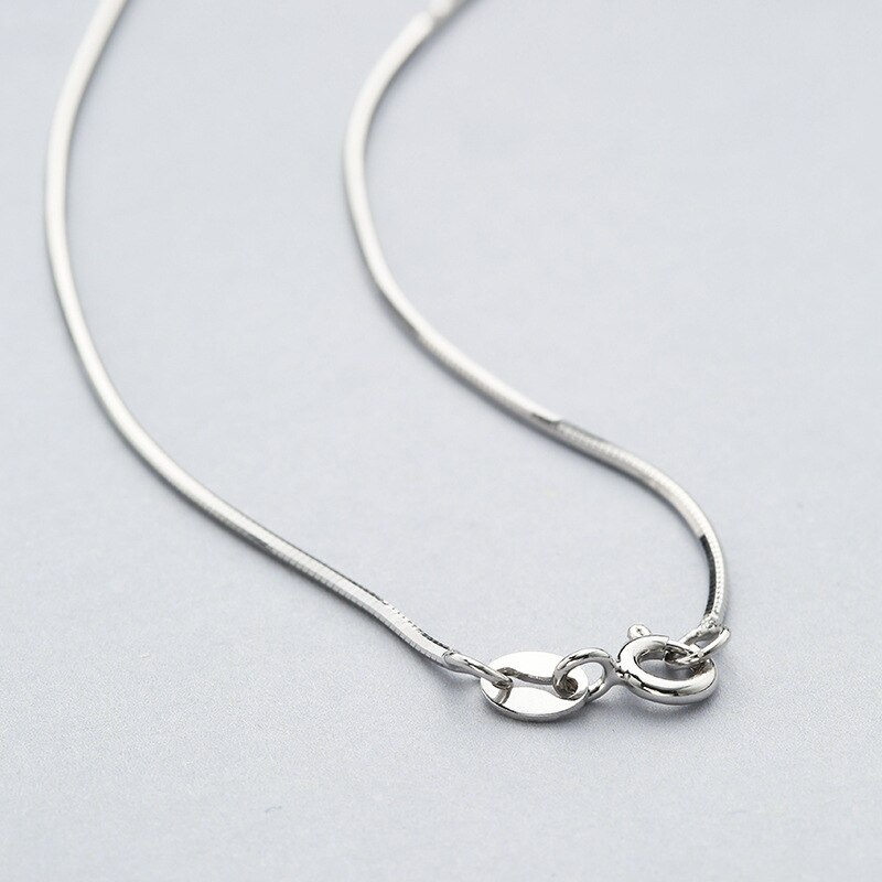 Cadena de serpiente de plata pura de 0,7mm, collar de oro blanco, oro amarillo, oro rosa, cadena de plata de ley para siempre