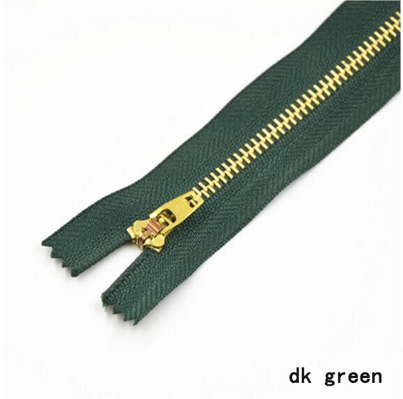 5 pièces 3 # fermeture à glissière en métal 13cm serrure automatique fermeture à glissière pour pantalon veste poche jean sac bricolage couture Zips vêtement accessoires A4-17: dk green