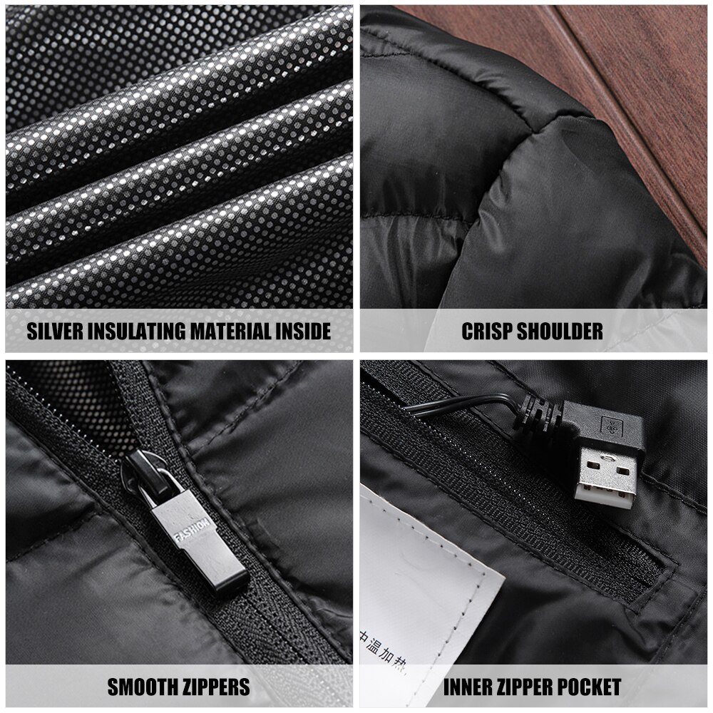 Electric Heating Coat Men Women USB Charging Heated Jacket with Removable Hood for Walking Camping Ice Snowboard coat Plus Size