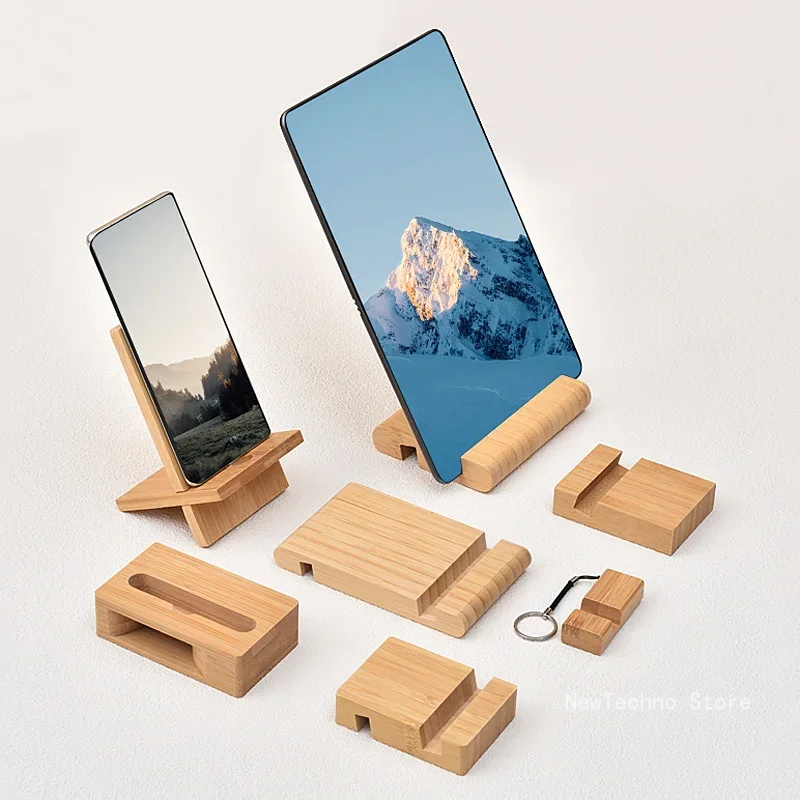 Estantes universales de madera maciza para teléfono móvil, soporte de escritorio Simple para teléfono móvil, tableta, PC, lector electrónico, soporte portátil para teléfono móvil