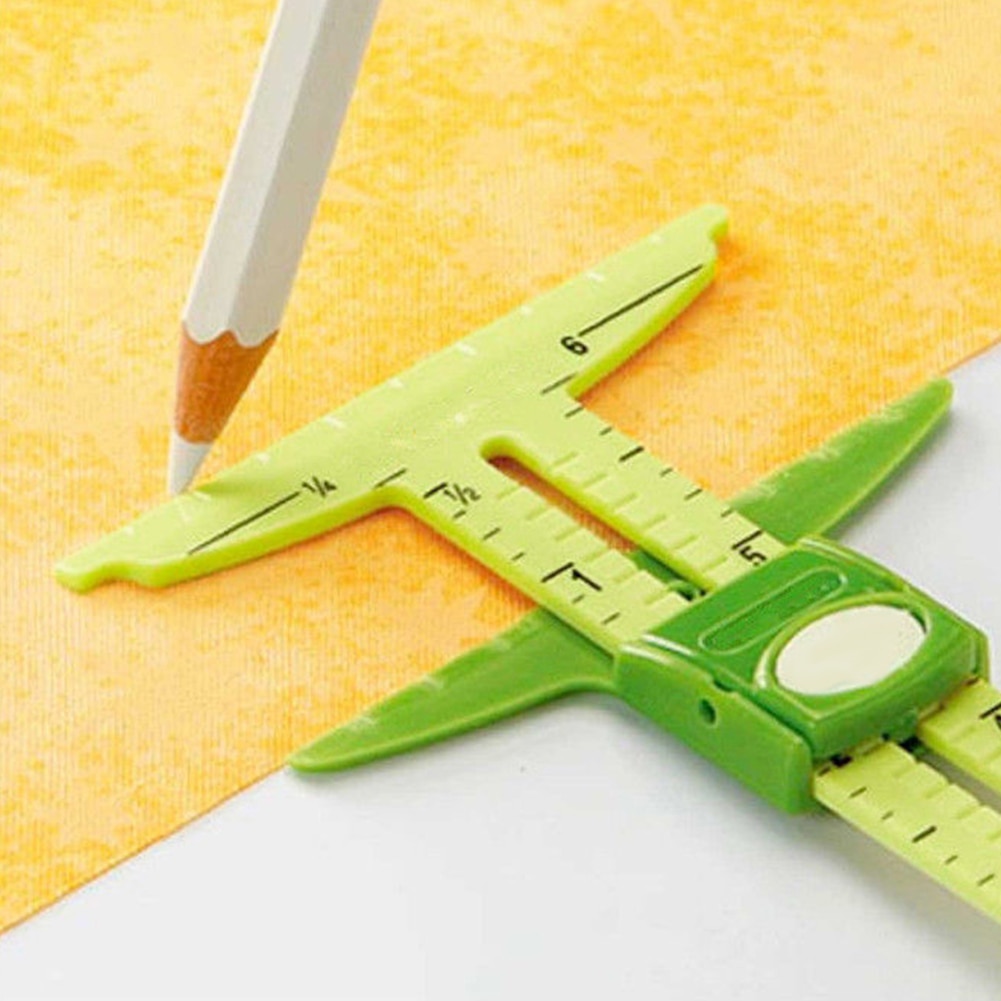 5-in-1 Plastic Sliding Gauge Sewing Splicing Ruler Clothes Tailor Measuring Tool