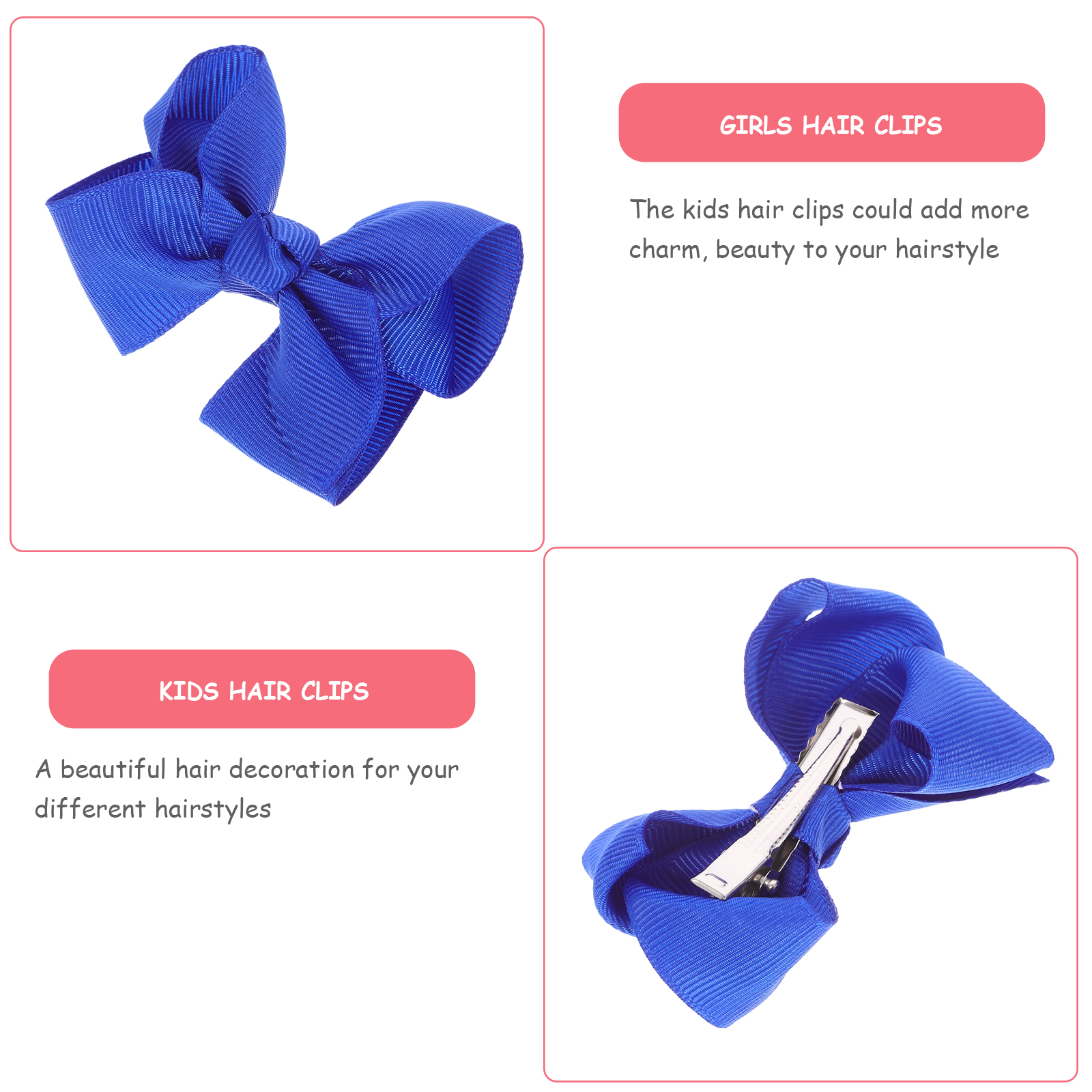 12 peças acessórios de cabelo azul real fita laço clipes cartão de emissão miss presilhas