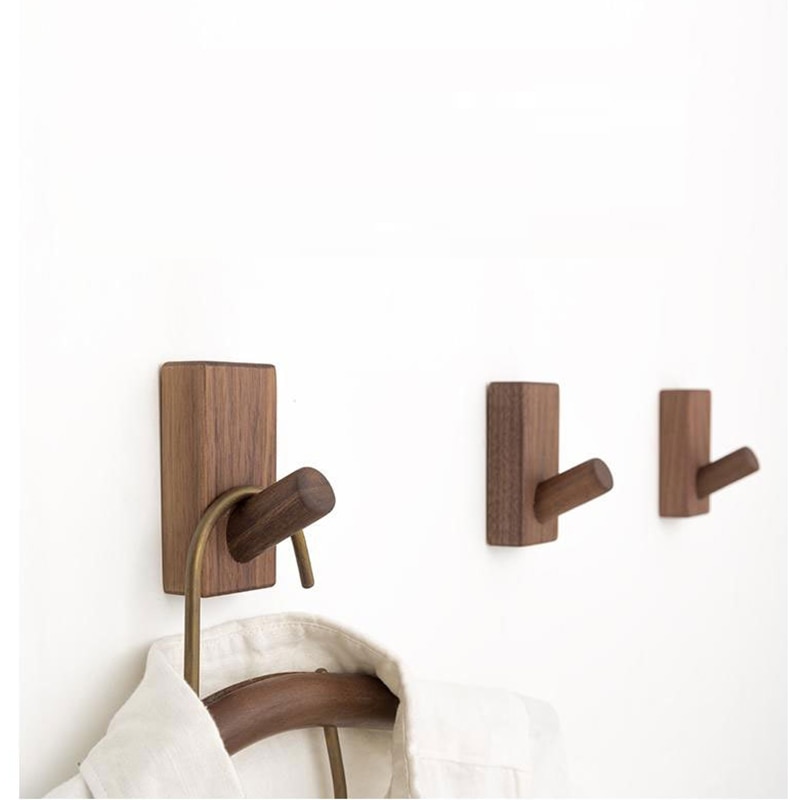 1 stk massivt træ håndklæde knage væg dekorative kroge håndklædeholder single organizer bøjler multifunktionelle kroge