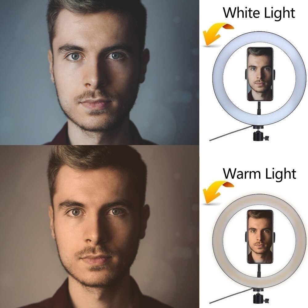 LED Beauty Ring Light Camera Photo Studio Phone Video Photography Dimmable Ring Lamp+Tripod for Selfie