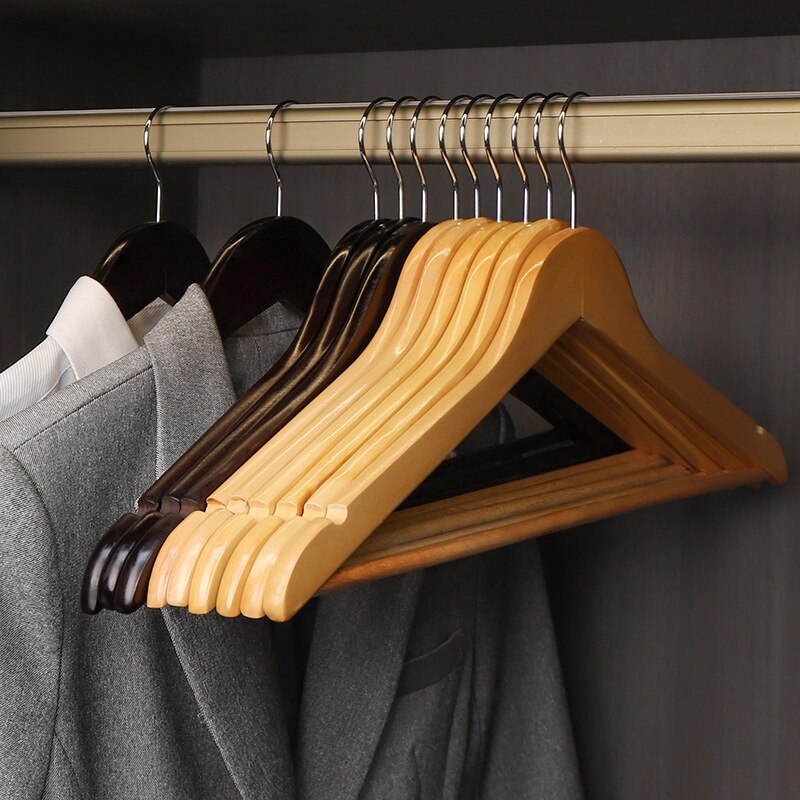 5/20pcs Retro Wooden Hanger Anti-Slip Drying Clothes Rack Wardrobe Organizer Suit Hanger Store Display Save Space