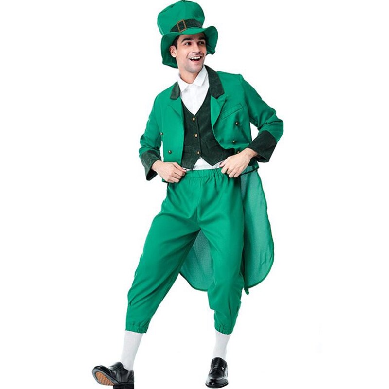 Disfraz de la suerte para hombre adulto, Leprechaun irlandés de traje de , disfraz del Día de San Patricio, ropa de Cosplay: men / L